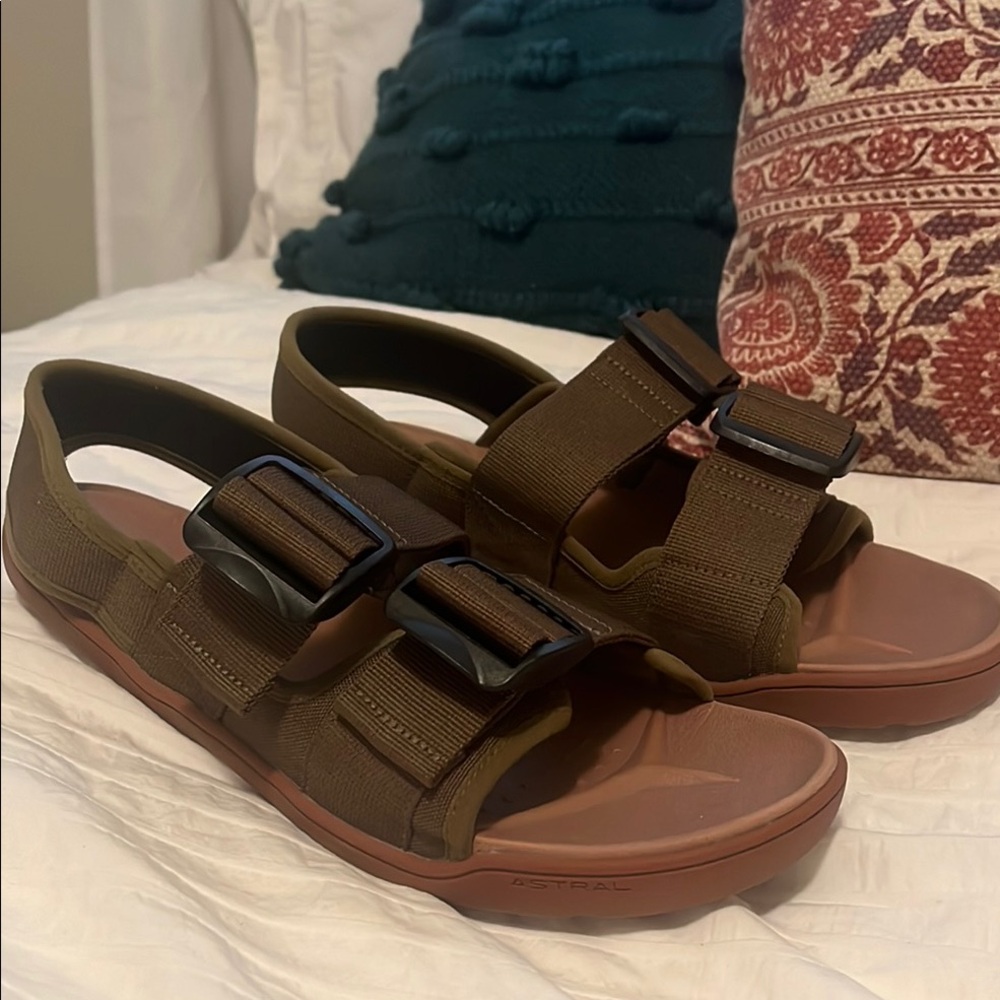 Astral Brown Tan Sandals Two-Strap Comfort Design